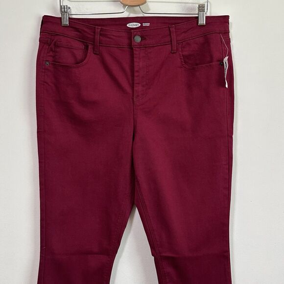 Old Navy Rockstar Super Skinny High Rise Pants 16 Maroon Stretch Casual NEW - Picture 2 of 9